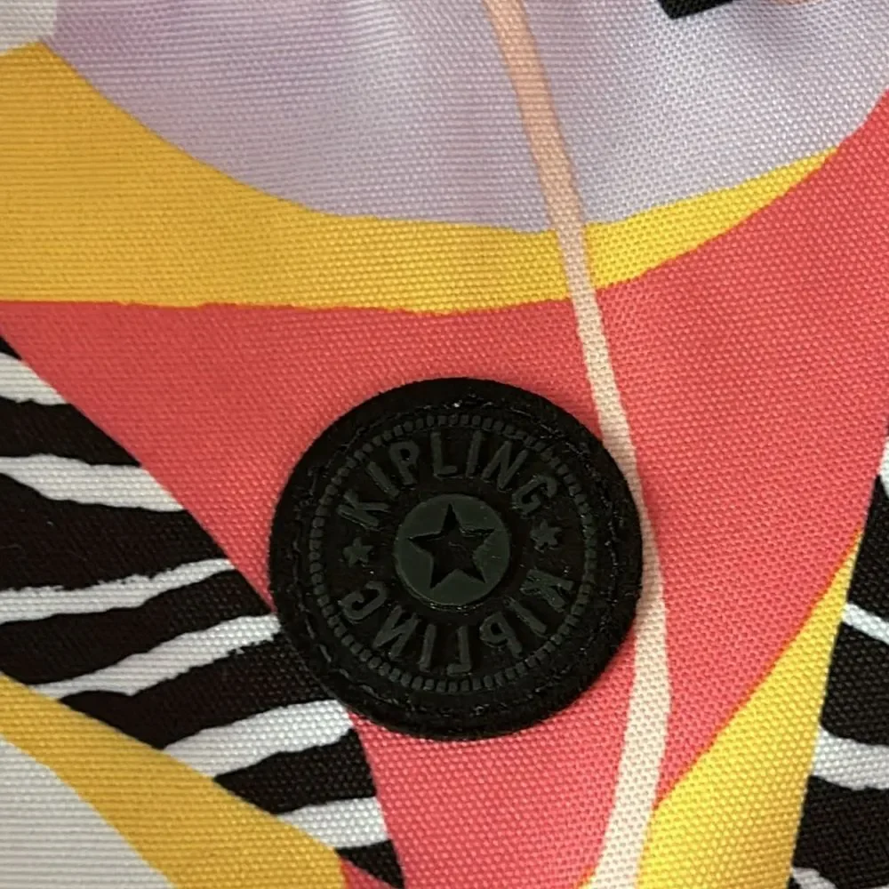 Kipling Multicolor Palm Print Backpack - Pink, Yellow, Black, White